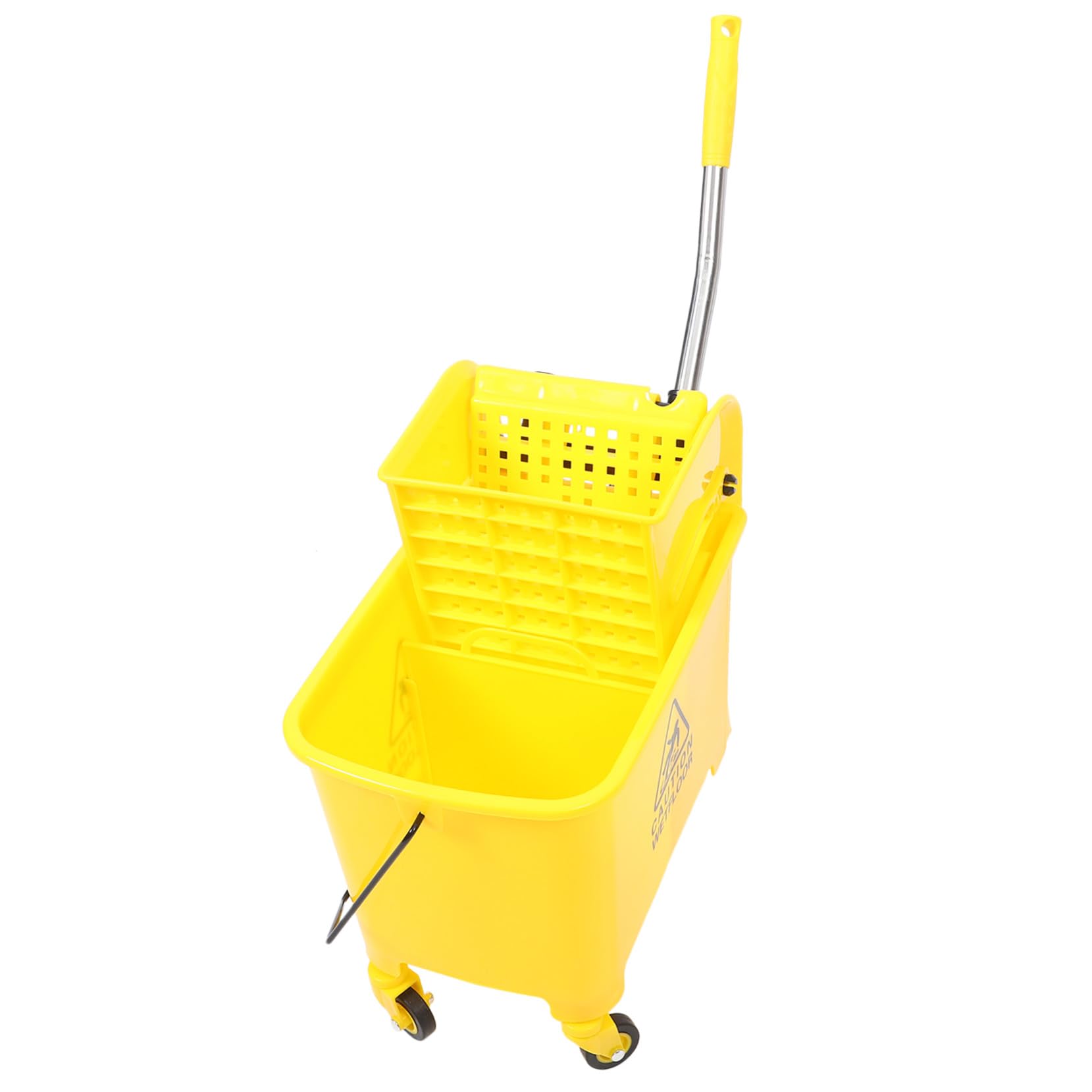Estructura Dura de PP Ruedas de Plástico Fregona Cubo de 20l y Mango Integrado y 4 Ruedas Giratorias Suaves Color Aleatorio para Limpieza Comercial