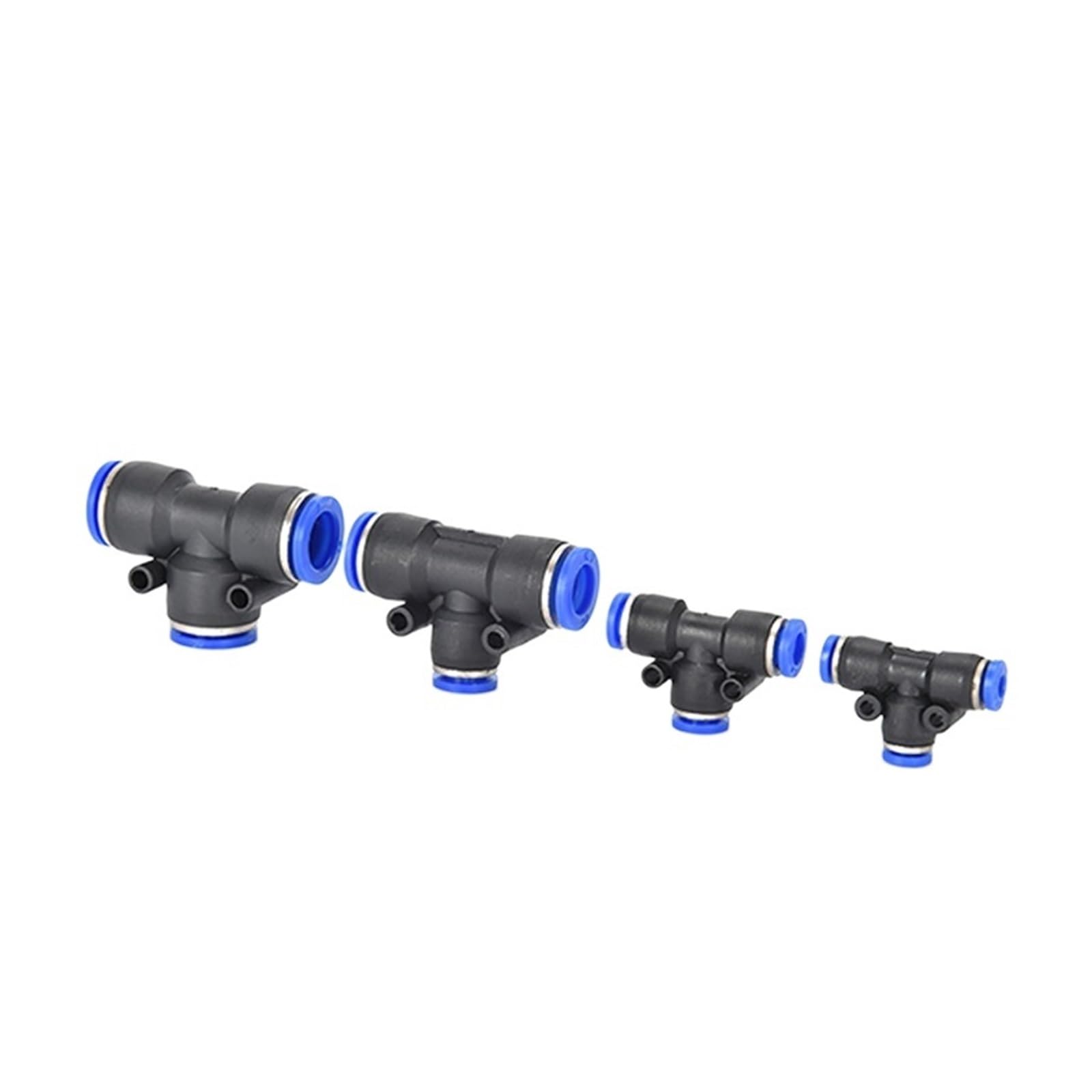 Złącza pneumatyczne, Szybkozłączki pneumatyczne typu T z polietylenu, wciskane, do węży wodno-powietrznych 4-16 mm, 5-50 szt.(10pcs,PE-14)