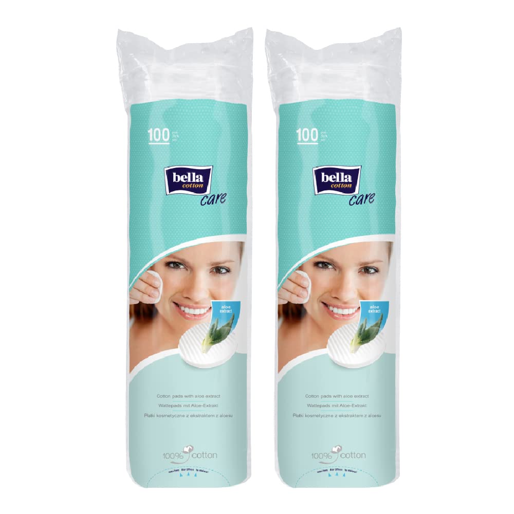 Cotton Pads Round with Aloe Vera Extract - 100 Pieces (Pack of 2)