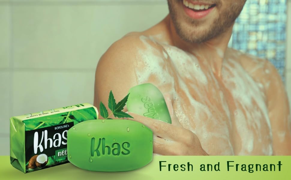 Image of BOROLINE Khas Neem Soap-Natural Cleansing & Detox | With Neem,Vetiver, Coconut Oil (Pack Of 5)