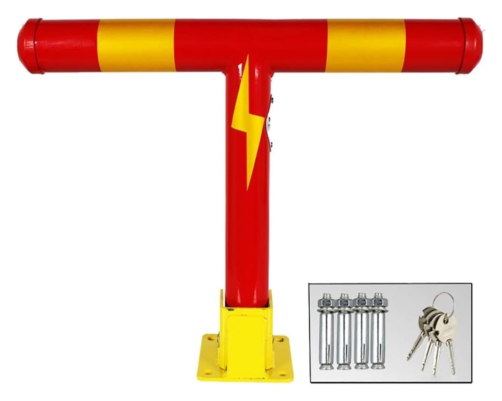 YNBSHGAA Parking Lock,Parking Latch, Parking Bollards with Lock Car Park Driveway Guard Saver Safety Barrier Bollard Features Reflective Tape,Red
