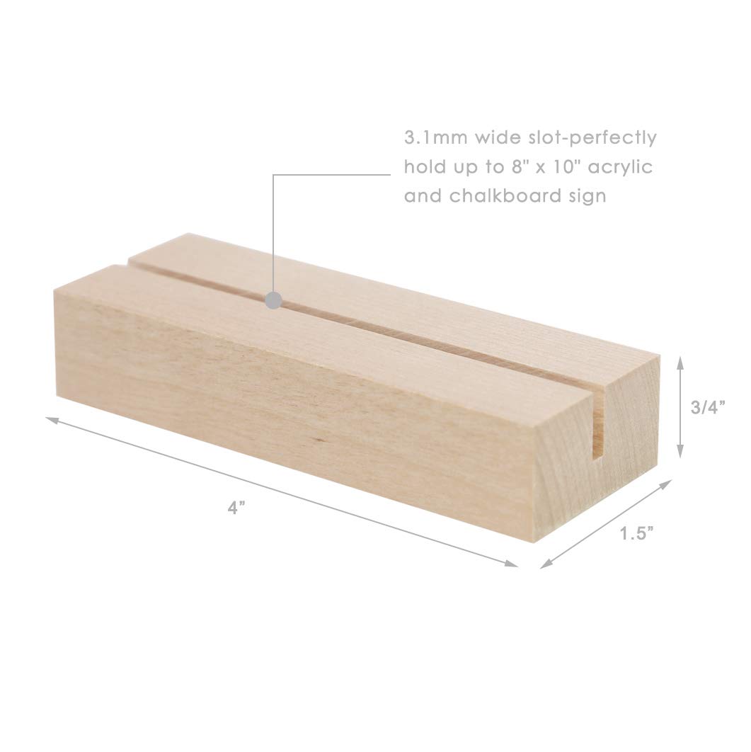 UNIQOOO 20 Pack 4" Wood Stands for Wedding Acrylic Sign, Wood Table Number Holders for 1/8 Thick Acrylic Sheets | Wedding Display Stand, Card Holder, Great for Bar Menu, Retail Sign, Party and Events