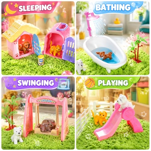 Image of Carolart Pet Sensory bin,Dog and Cat Sandbox for Kids,Kids Play Sand Kit,Pet Play Set with Sensory Sand,Pet Care Play Set,Role Pretend Play Beach Toy Birthday Gift for Girls Boys 3 4 5 6 Years Old