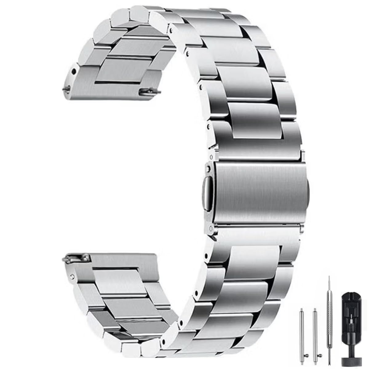 Correas de Reloj Meta de Acero Inoxidable 16mm 18mm 20mm 22mm 24mm Correa de Repuesto Macizo Cepillado para Relojes y Smartwatches de Mujer Brazalete de Metal Hombres Mujeres