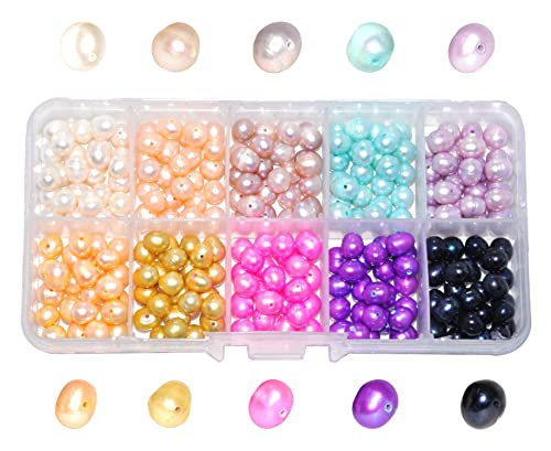 Mudra Crafts Oval Assorted Colors Freshwater Cultured Pearl Beads 8mm â€“ Loose Potato-Shaped Natural Freshwater Pearl Beads for Jewelry Making - Bulk Freshwater Pearls for Jewelry Making 300 PCs