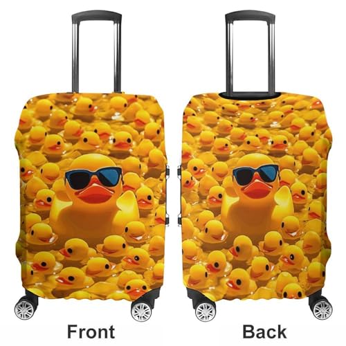Yellow Ducky With Sunglasses Luggage Cover, Washable Elastic Suitcase Cover Protector Fit 18-32 Inch Luggage3