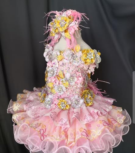 Jenniferwu G508 Infant Toddler Baby Newborn Little Girl's Pageant Party Birthday Dress Pink3