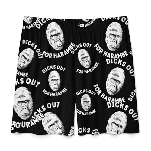 Dicks Out for Harambe Men's Pajama Shorts Loungewear Elastic Waistband Beach Shorts with Pockets4