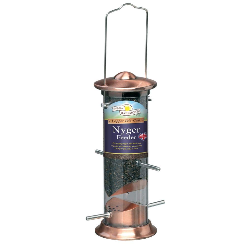 Walter Harrison's Nyger Seed Hanging Feeder – Copper Plated Die Cast Wild Bird Feeder, Small, 20 cm (Pack of 1) — image 1
