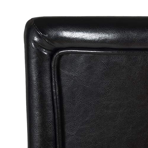 Butaco HomePop de 24 pulgadas, tapizado en cuero sintético negro, con patas de madera acabado cerezo miniatura 7