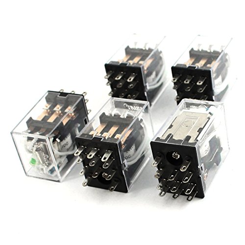 Relé de potencia de uso general JCAKES DC 24V con bobina 3PDT e indicador LED verde de 5 piezas