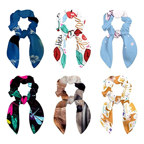Chouchous pour cheveux avec nœud papillon amovible et imprimé animaux de chien originaux