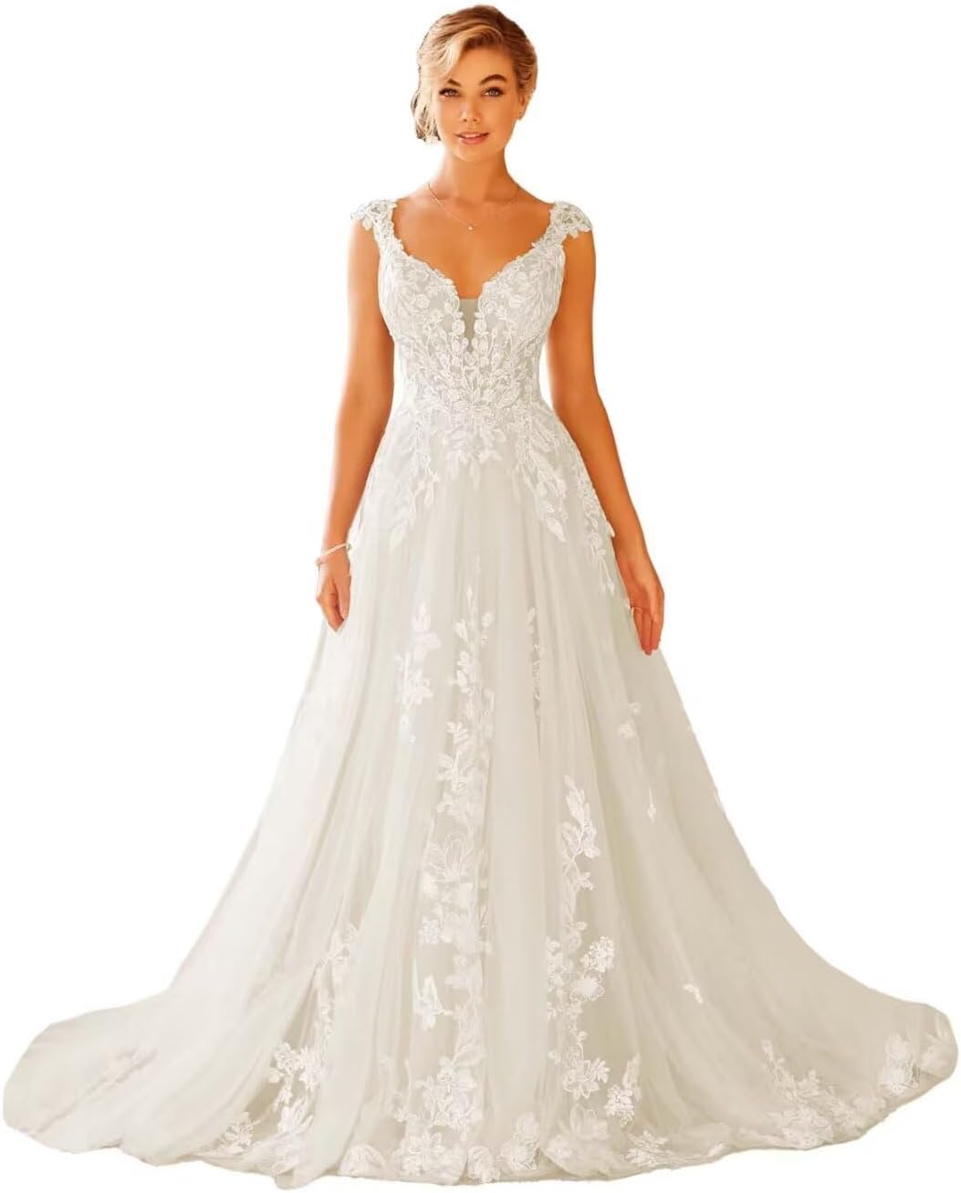 Cap Sleeve Princess Wedding Dresses for Bride 2025 Laces Appliques Bridal Gowns LU81
