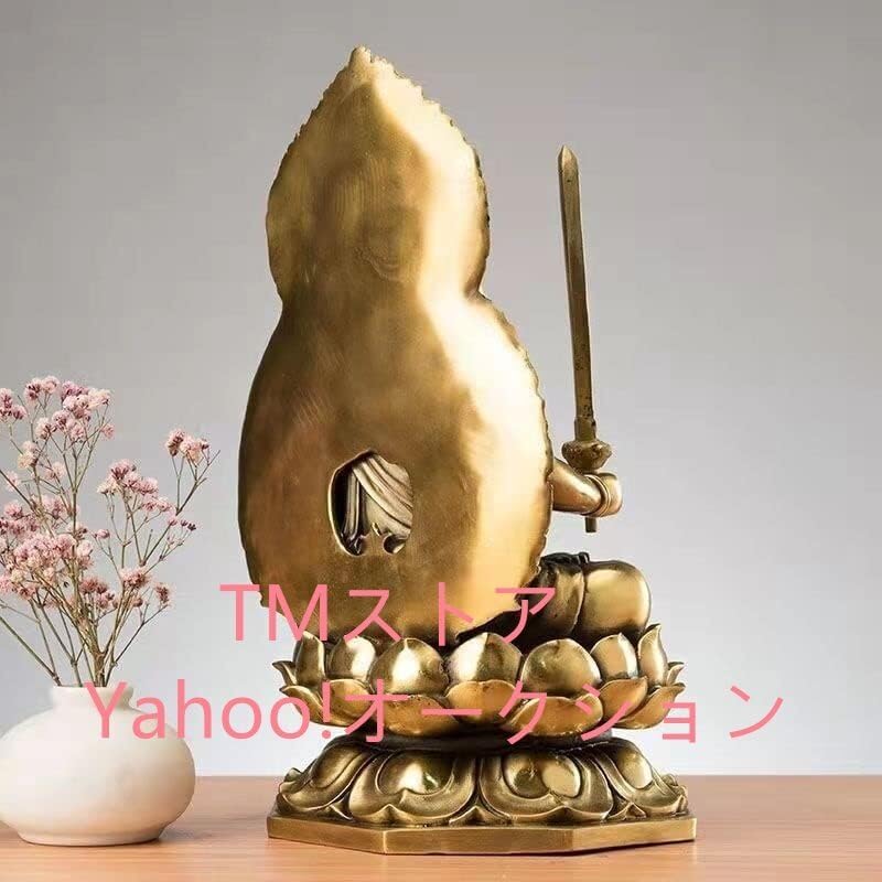 追跡付★不動明王 仏像仏壇仏像祈る 厄除け 純銅の不動明王の装飾品不動明王菩薩像火炎光背