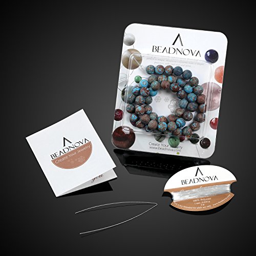 Image of BEADNOVA 8mm Crazy Matte Blue Lace Agate Gemstone Round Loose Beads for Jewelry Making (45-48pcs)