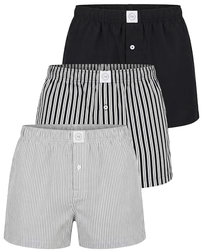 Image of Real Essentials 3 Pack: Men's Woven Cotton Poplin Lounge Shorts Sleep Casual Comfy Loose Fit Elastic Waist PJ Bottoms Pockets