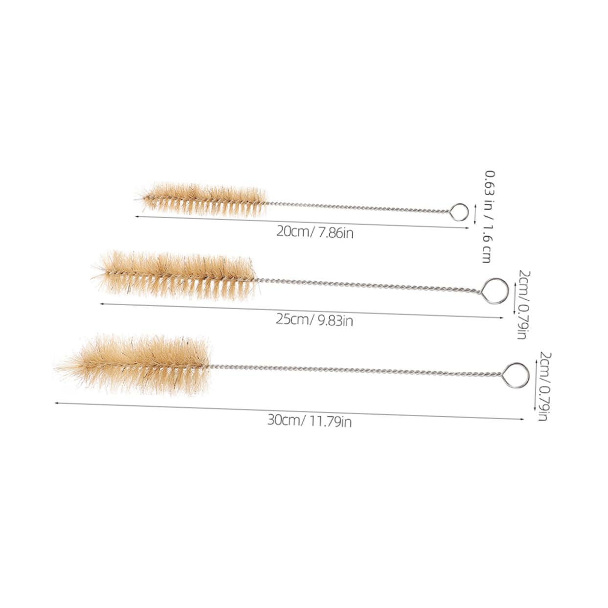 HAWILLOSCH Lab Cleaning Brushes Set Pcs Flask Brush Pig Bristle Stainless Steel Wire for Flask Bottle Jar Tube