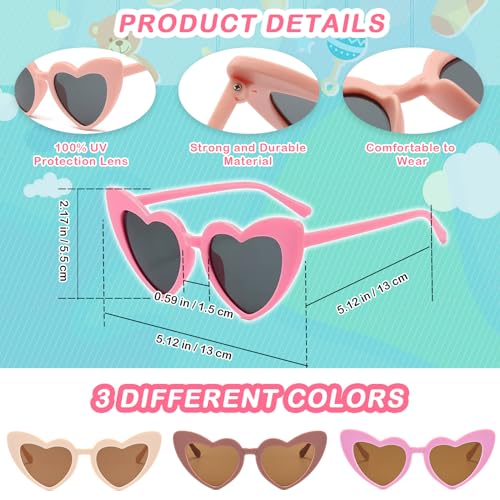 9 Pack Heart Toddler Sunglasses Mixed Styles Heart Shaped Glasses for Kids Girls Boy Age 3-8 Cute Eyewear Party Favors4
