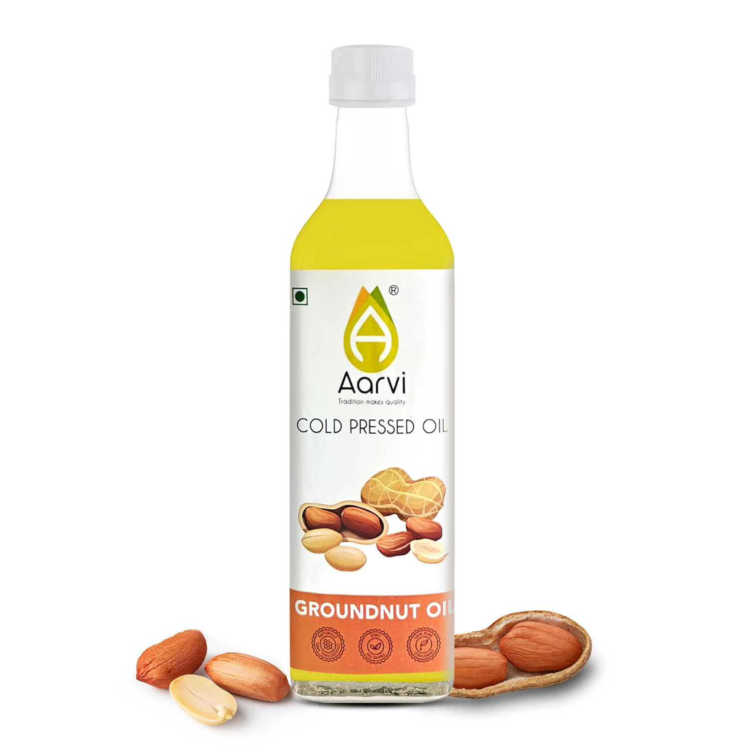 AARVI cold pressed Groundnut Oil | 100% Pure & Natural | cold pressed Peanut Oil | Unrefined Edible Oil for Cooking, Frying & Tadka | 1000ml