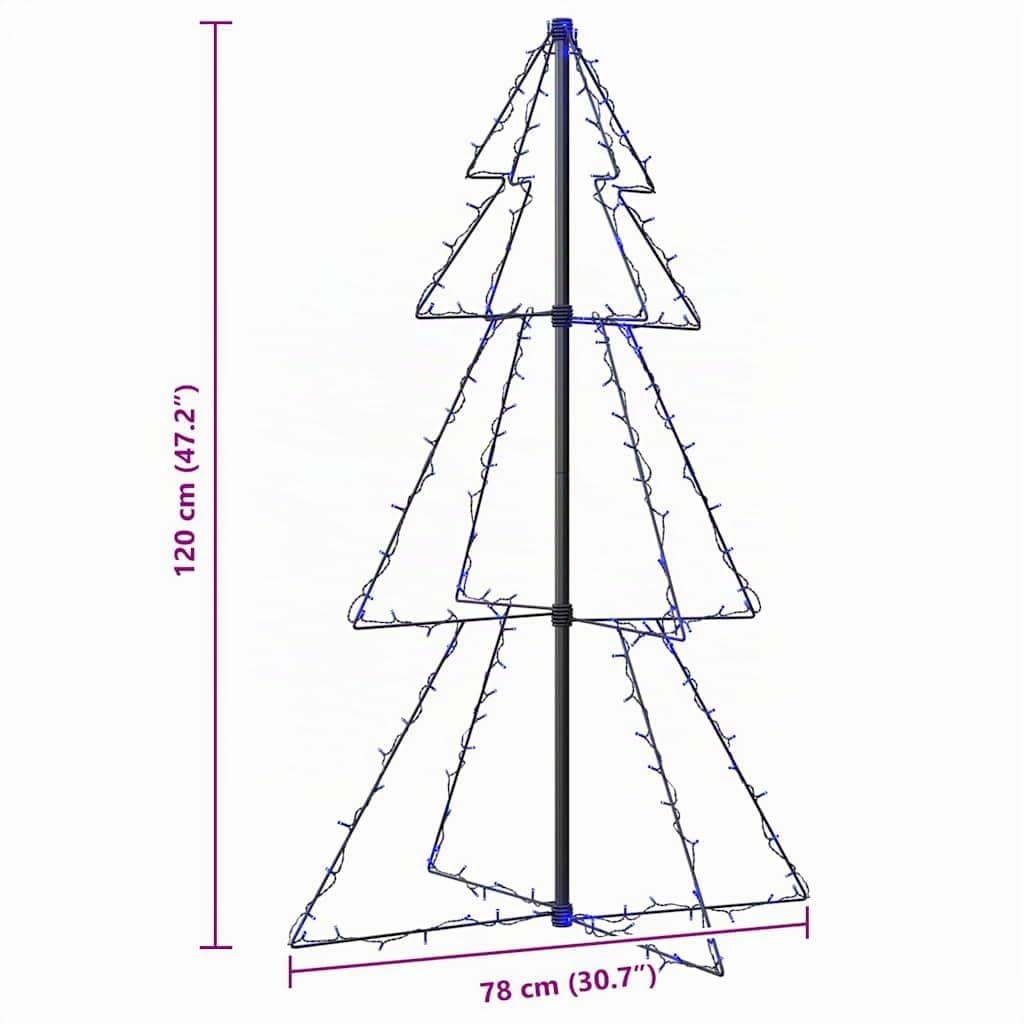 vidaXL Arbre de Noël Cône 160 LED d'Intérieur/d'Extérieur Sapin de Noël Décoration de Noël Ornement de Noël Salon Jardin Patio Arrière-Cour 78x120 cm