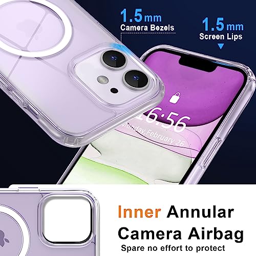 Image of MOCCA Strong Magnetic for iPhone 11 Case,[Compatible with Magsafe][Anti Yellowing][Glass Screen Protector+Camera Lens Protector]Slim Thin Shockproof Protective Cover Case for iPhone 11 6.1 inch,Clear