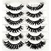 HBZGTLAD 6 Pairs False Eyelashes Cat-Eye Fluffy Faux Mink Lashes 8D Wispy Lashes Pack Dramatic Long Thick Volume Eyelashes (Mix-02)