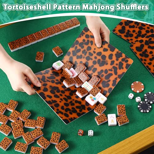 Mezcladores para fichas de Mahjong 4 pcs patrón carey miniatura 3