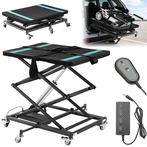 Portable Electric Lift for Wheelchairs & Scooters, Foldable & Rechargeable Electric Chair Lift, 5000N Motor, 35lbs Lightweight Aluminum Frame, 110lbs Capacity, 35in Lift Height, w/ 4 Brake Wheels