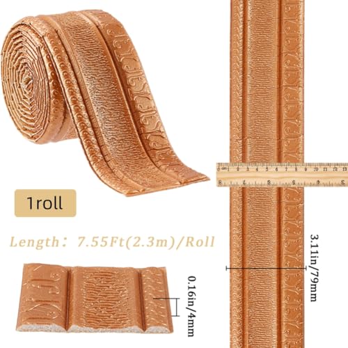 Image of GORGECRAFT 90.55x3.11 Inch Peel Stick Foam Molding Trim Self Adhesive Wallpaper Border Flexible Decorative 3D Wall Edging Lines Trim for Home Hotel Mirror Wall Ceiling DIY Decor (Chocolate)