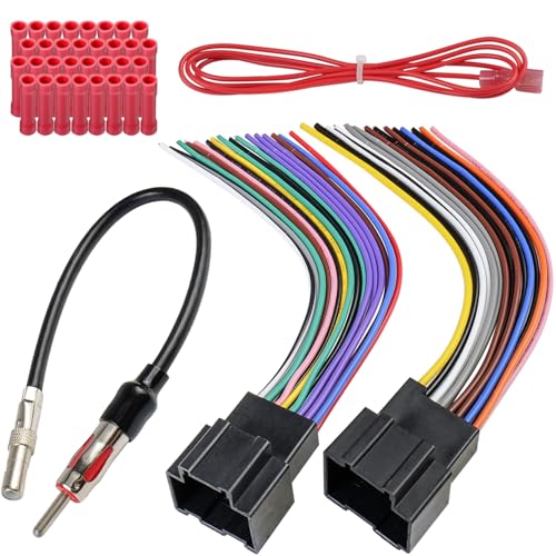 Zenoruslky Stereo Wiring Harness Kit Car Radio Antenna Adapter Compatible with Chevrolet Avalanche Captiva Express Sierra Silverado 1500 2500 3500 07-12,GMC Savana Yukon 07-15, Buick 08-12,Cadillac