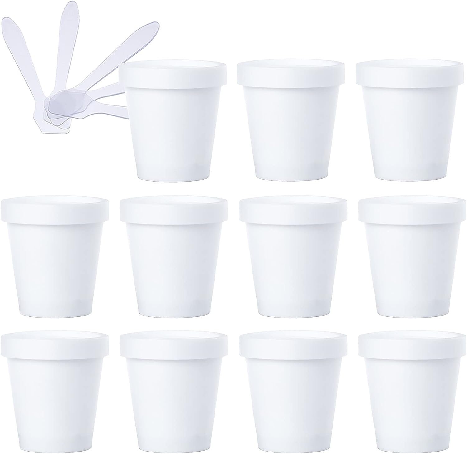 FLYIODFCXV cosmetic jar, 20 PC Plastic Storage Jars with Inner Liner for Body Hand Face Cream Lotion Gel 5X Spatula(White,200ml)