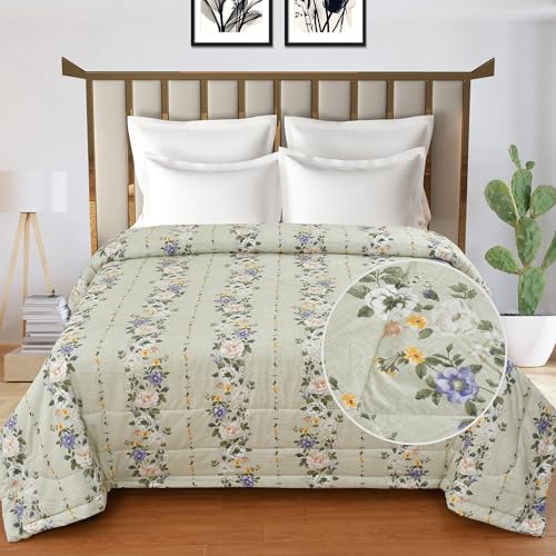 Image of FRESH FROM LOOM Microfiber All Seasons Collection Micro Fiber Comforter | Dohar | Quit | Single Bed | Double Weaved | Washable | Hypoallergenic Skin Friendly (Pale-Leaf | 60x90 in, Single Bed)