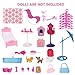Doll House for 11.5-inch Dolls, 2-Story Foldable Dollhouse with 37 pcs Furnitures & Accessories, Playhouse with Pet House, Gifts for Girls Kids Toddlers