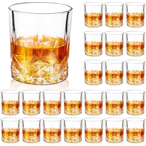 24 Pcs 10 oz Old Fashioned Whiskey Glasses Bulk Rocks Glasses Cocktail Glasses Bourbon Glass for Liquor Drinks Bar Gift Wedding Home Cover