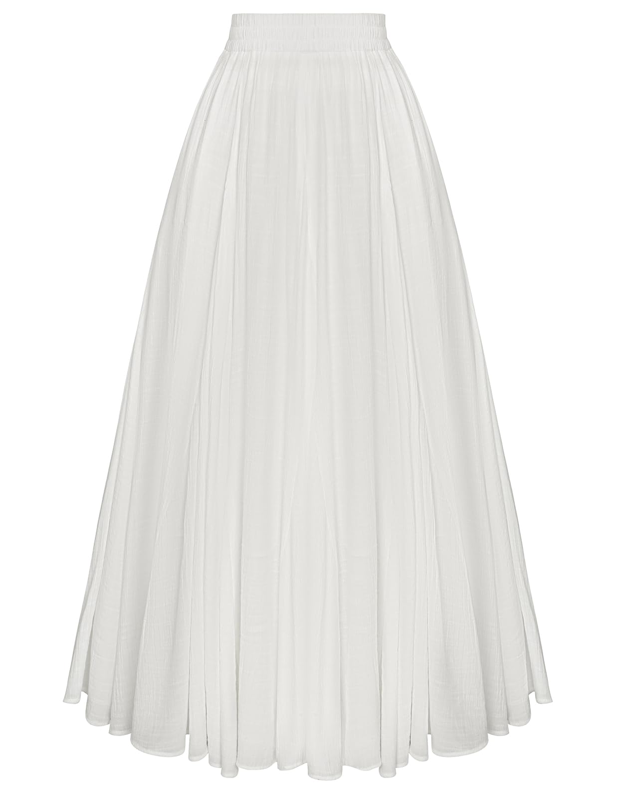 SCARLET DARKNESS Dames Lange Rok Middeleeuwse Stijl Vintage Hoge Taille Swing Rok met Zakken en Elastische Taille Wit XXL