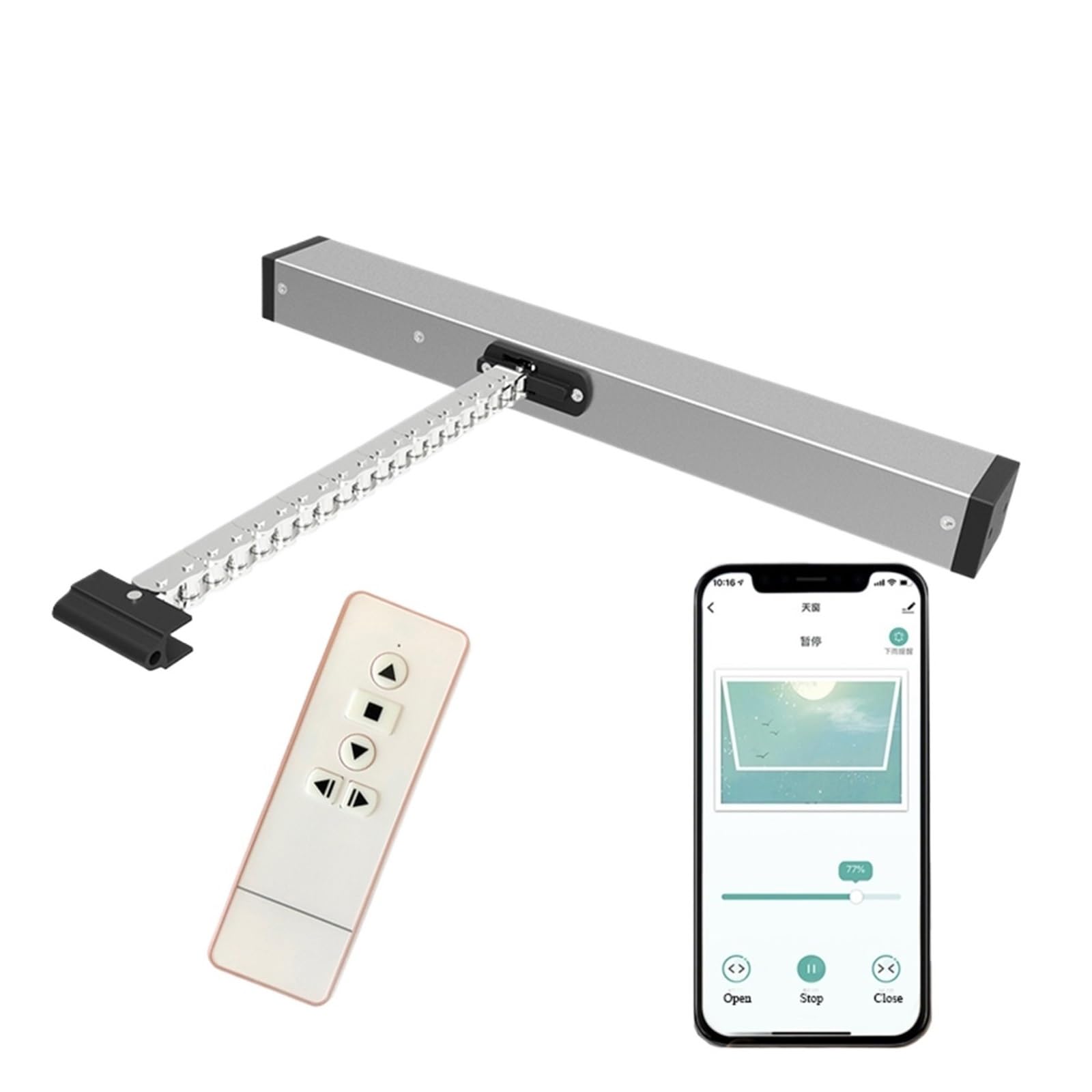 Zestaw do elektrycznego otwierania bramy, Smart Window Otwieracz Alexa Google Assistant Voice Control Set Otwarte Otwórz Elektryczne Skylight Pusher Villa Automation,Automatyczne otwieranie drzwi(Kit