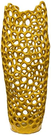 Sagebrook Home VC10039-06D Ceramic Vase, Yellow, 7.5" x 5.5" x 19.5"