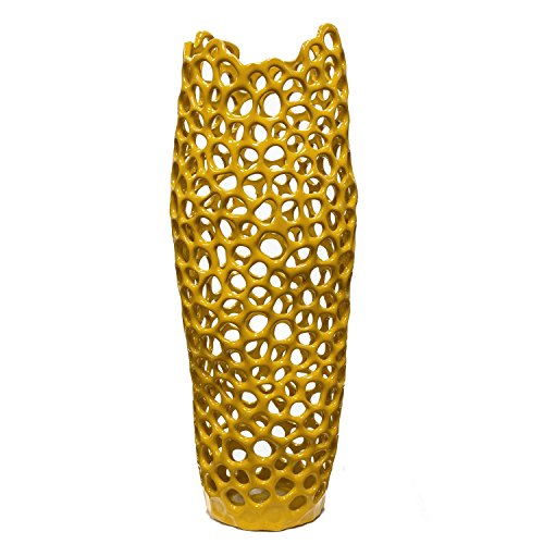 Sagebrook Home VC10039-06D Ceramic Vase, Yellow, 7.5" x 5.5" x 19.5"