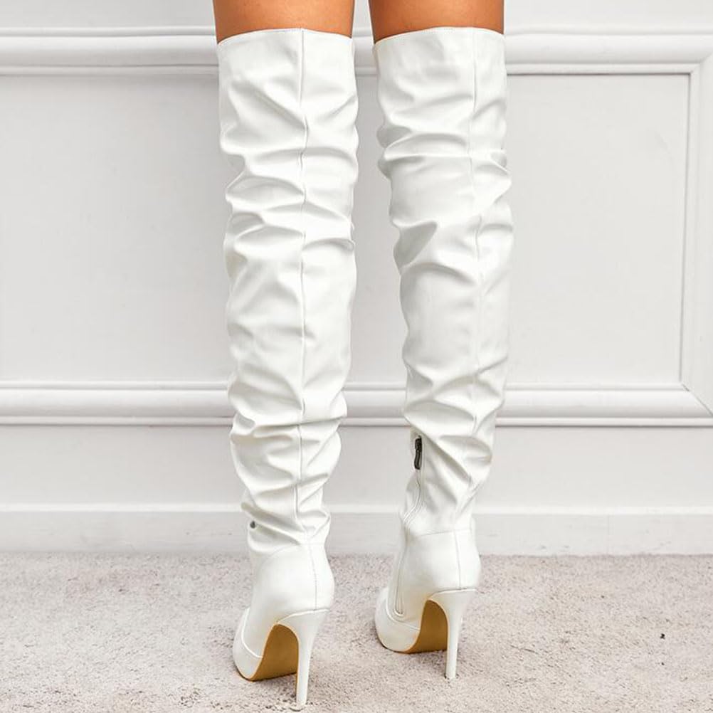 Botas Mujer Altas Invierno Elástico Vintage Boots de Nieve Casual