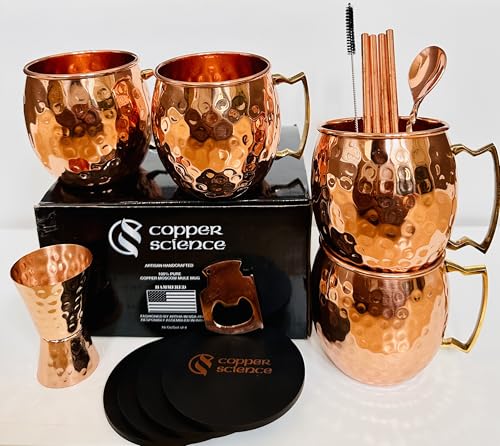 Copper Science Handcrafted Copper Mugs Set