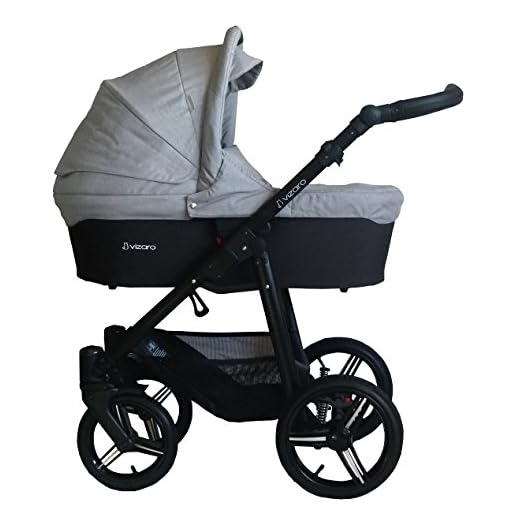 Vizaro ONYX DÚO 2 en 1 - Cochecito Bebé GAMA ALTA - MARCA ESPAÑOLA - Ligero y funcional - Garantía 3 Años - Textil GRIS Chasis NEGRO