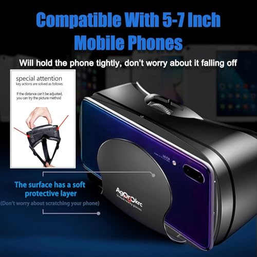 Image of VR Headset with Controller Adjustable 3D VR Glasses Virtual Reality Headset HD Blu-ray Eye Protected Support 5~7 Inch for Phone /Android