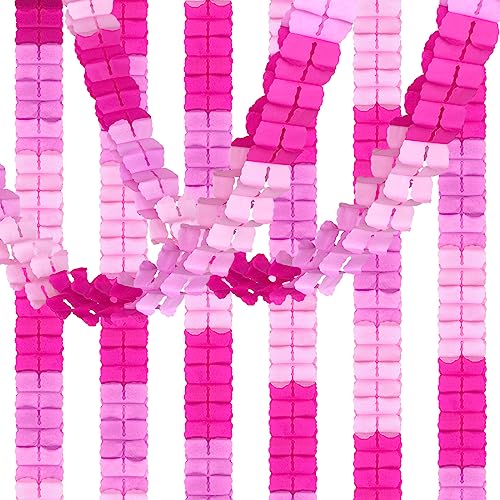 Bluelves Girlanden Rosa, 6pcs Hängenden Papier Kleeblatt Girlande Rosa, Partygirlanden Papier für Mädchen Frau Geburtstag Taufe Kommunion Konfirmation Fasching Hochzeit JGA Party Deko