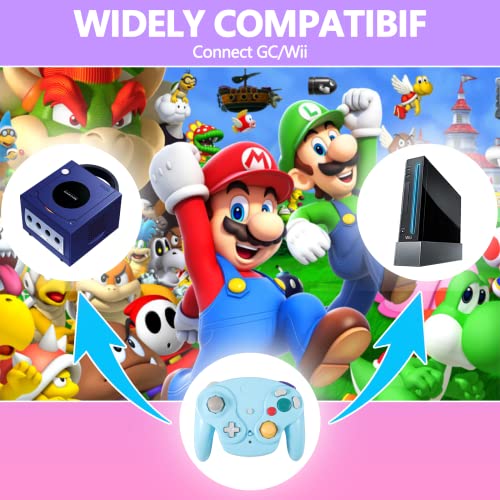 Dliaonew 2.4G Wireless Gamecube Controller, Classic Gamecube Wii Controller With Receiver Adapter For Wii Gamecube Ngc (Black And Blue) #TOP4