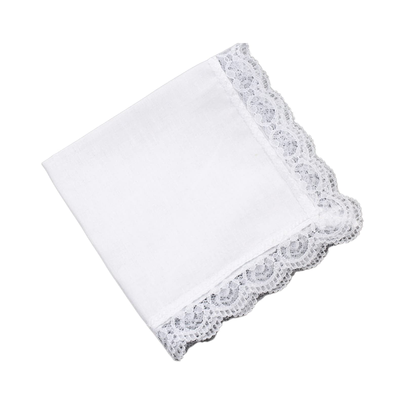 Fentency Cotton Handkerchiefs Women Classical Washable Lace Trim Hankie Embroidery Tie-dye Handkerchiefs for Adult