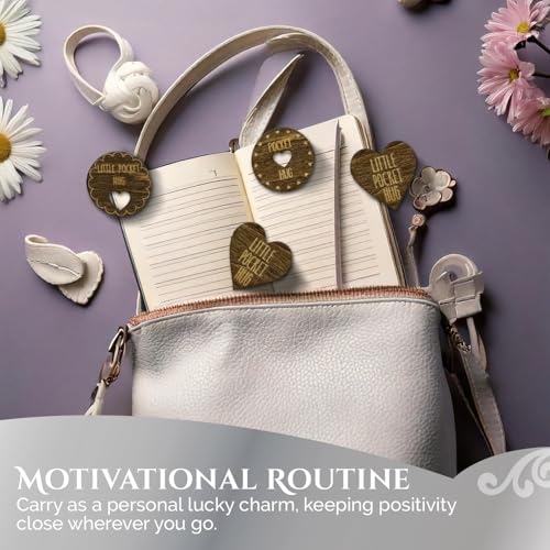 Image of Positive Wooden Pocket Hugs Cutouts | 100 Laser Engraved Wood Hearts with Positive Pocket Hug Messages | Family Keepsake and Rememberance Gift
