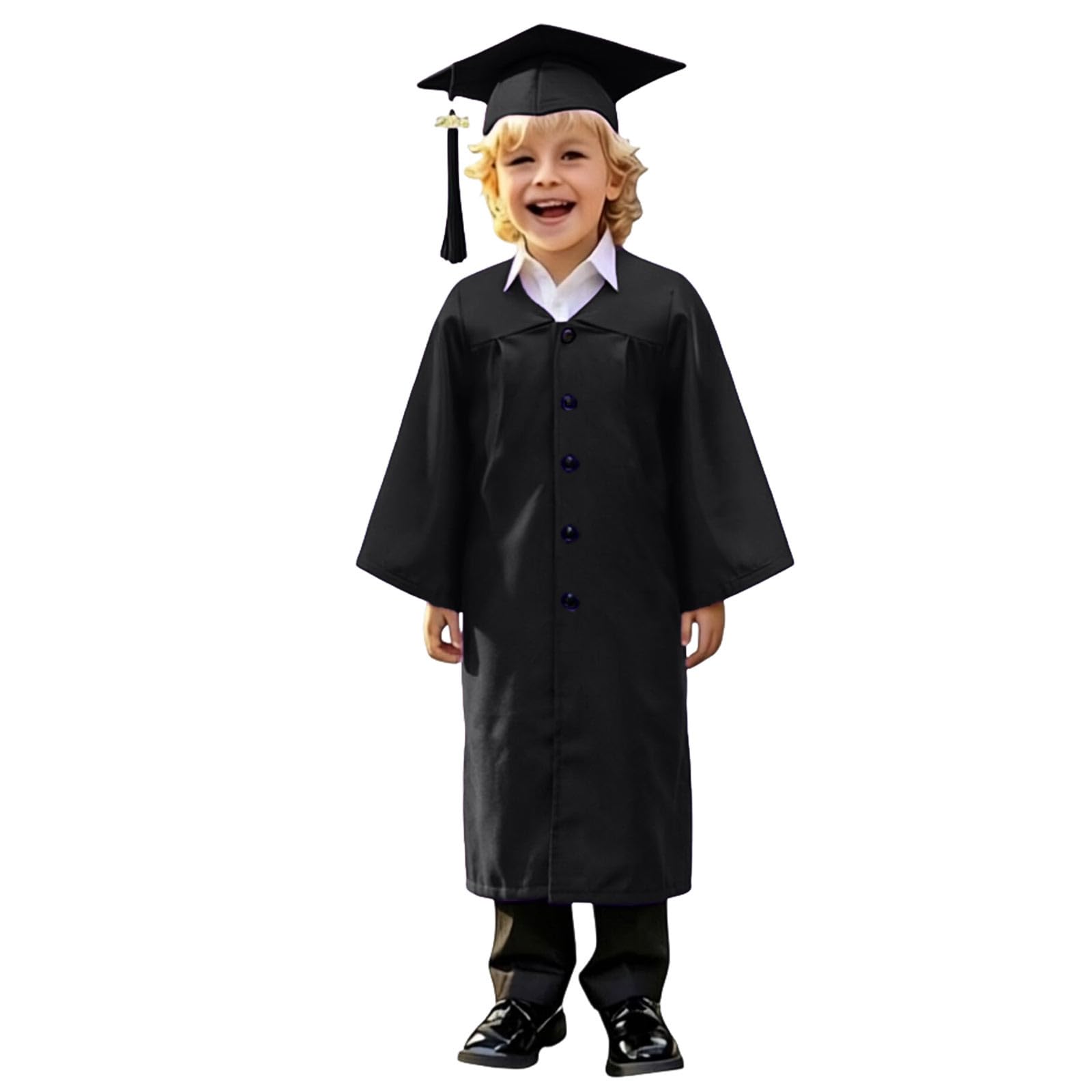 Kindergarten 2025 Graduation Cap and Gown Tassel Sets with Charm 2PCS Graduations Stoles for Kids Grad Party Clothes