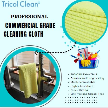 Dri Professional Extra-Thick Microfiber Cleaning Cloth 36 Pack Yellow (16IN x 16IN, 300GSM, Commercial Grade All-Purpose Microfiber Highly Absorbent, LINT-Free, Streak-Free Cleaning Towels)