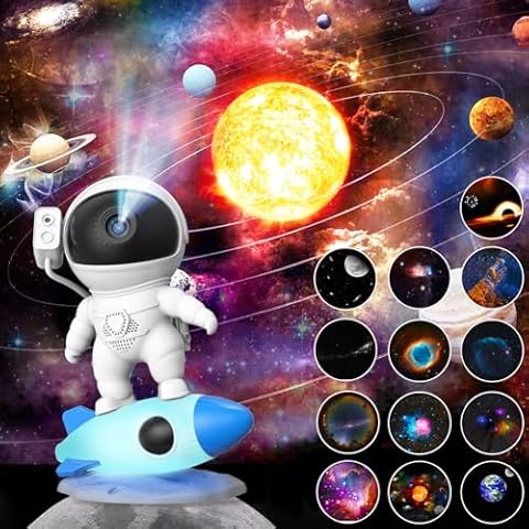 Astronaut Galaxy Projector, 13 in 1 Planetarium Star Projector Realistic Starry Sky LED Night Light with Solar System Nebula Moon for Kids Adults Bedroom Ceiling Home Theater Living Room Decor Cover