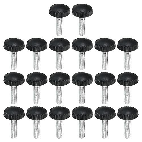 M4x16 mm ローレットつまみねじ 20個 オスネジ 丸型クランプネジノブ ハンドボルト 取付金具 照明家具金具用 黒